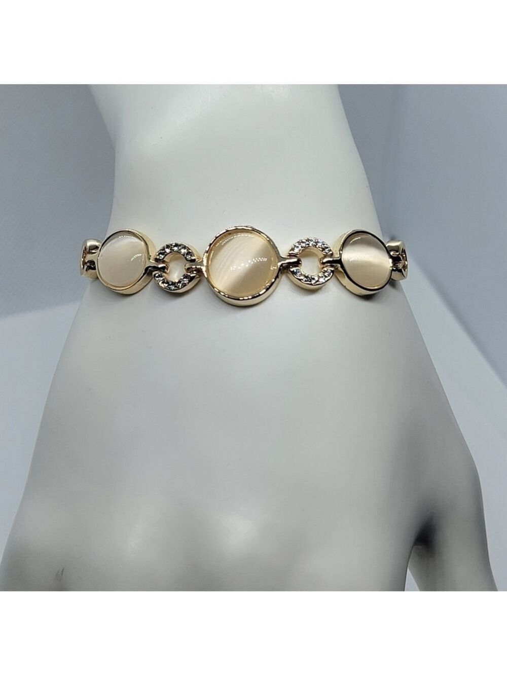 Brand New 18K Gold-Plated White Opal Bracelet | Elegant Design